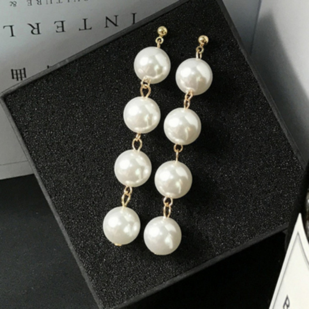 Vintage drop shape earrings pearl jewelry